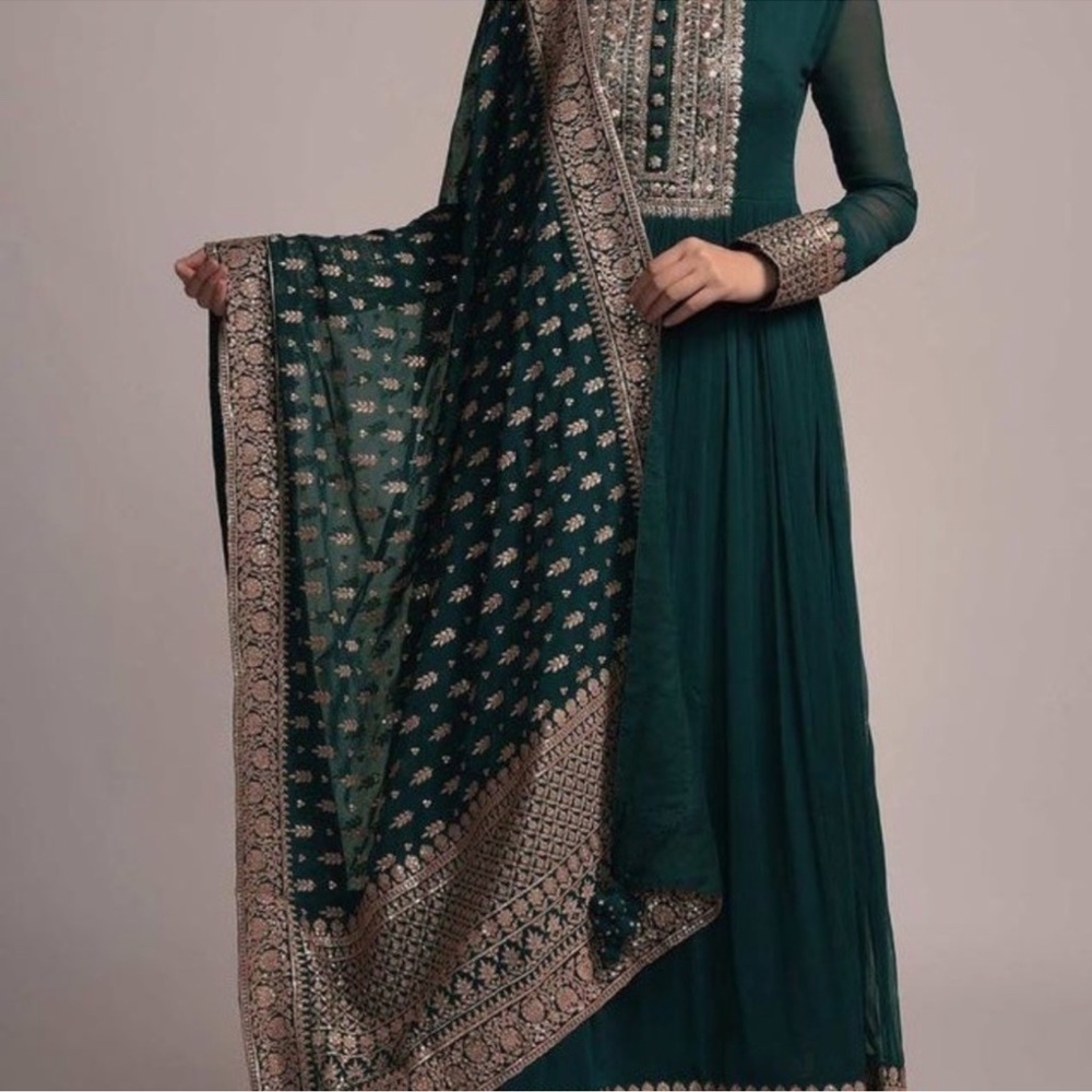 Kalki fashion teal green Anarkali and dupatta size 6
